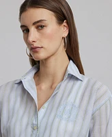 Lauren Ralph Women's Oversize Striped Cotton Voile Shirt