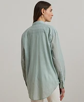 Lauren Ralph Women's Oversize Striped Cotton Voile Shirt