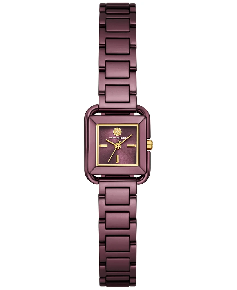 Tory Burch Women's The Kira Square Purple Stainless Steel Bracelet Watch 18mm