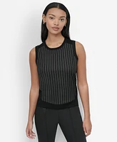 Dkny Petite Mixed Media Sleeveless Knit Top