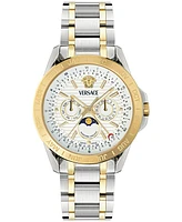 Versace Men's Swiss V-Galaxy Moonphase Two-Tone Stainless Steel Bracelet Watch 43mm