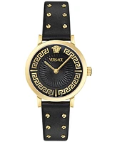 Versace Women's Swiss Greca Fortuna Black Leather Strap Watch 35mm