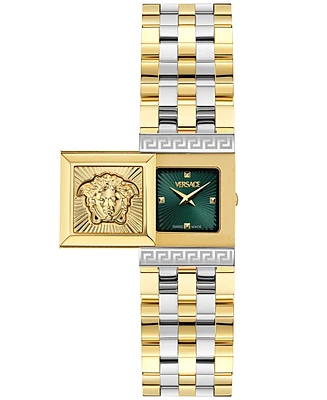 Versace Women's Swiss Reveal Square Two-Tone Stainless Steel Bracelet Watch 18x25mm