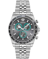 Versace Men's Swiss Chronograph Greca Wave Stainless Steel Bracelet Watch 43mm