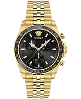 Versace Men's Swiss Chronograph Greca Chrono Wave Gold Ion Plated Bracelet Watch 43mm