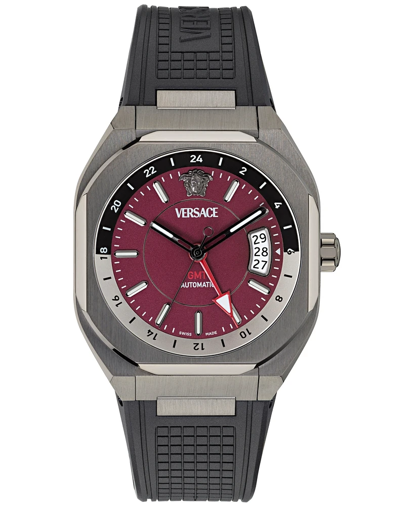 Versace Men's Swiss Automatic V-Contempo Gmt Black Tpu Strap Watch 40x48mm