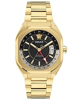 Versace Men's Swiss Automatic V-Contempo Gmt Gold Ion Plated Bracelet Watch 40x48mm
