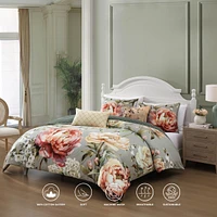 Bebejan Whispering Willows 100% Cotton Sateen 5 Piece King Size Reversible Comforter Set