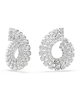 Swarovski Matrix Rhodium Plated Round Cuts Hoop Earrings