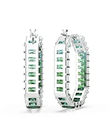 Swarovski Matrix Rhodium Plated Baguette Cut Hoop Earrings