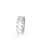 Swarovski Matrix Vittore Rhodium Plated Baguette Cut Ring