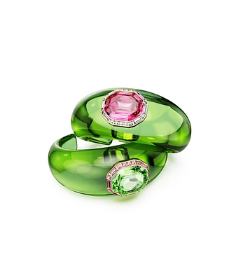 Swarovski Dulcis Octagon Cut Pave Gold-Tone Plated Cuff Bracelet Set