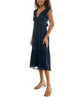 Trixxi Juniors' Clip-Dot Flutter-Sleeve Midi Dress