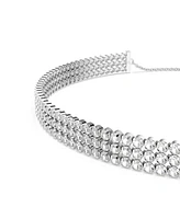 Swarovski Matrix Choker Round Cut White Rhodium Plated Tennis Necklace