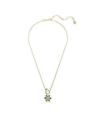 Swarovski Idyllia Mixed Cuts Flower Blue Gold-Tone Plated Pendant Necklace