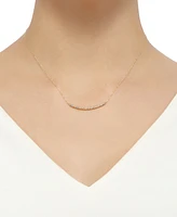 Textured Bead Curved Bar 17" Collar Necklace in 14K Tricolor Gold