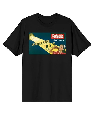 Dr Pepper Shining Hours Vintage Ad Men's Black T-shirt-3XL