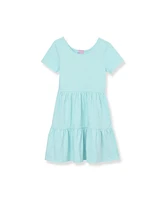 Lands' End Girls Short Sleeve Slub Jersey Tiered Dress