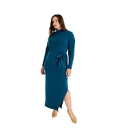 June + Vie Women's Plus Size Turtleneck Sweater Dress