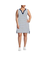 Lands' End Plus Cotton Jersey Notch Neck Dress