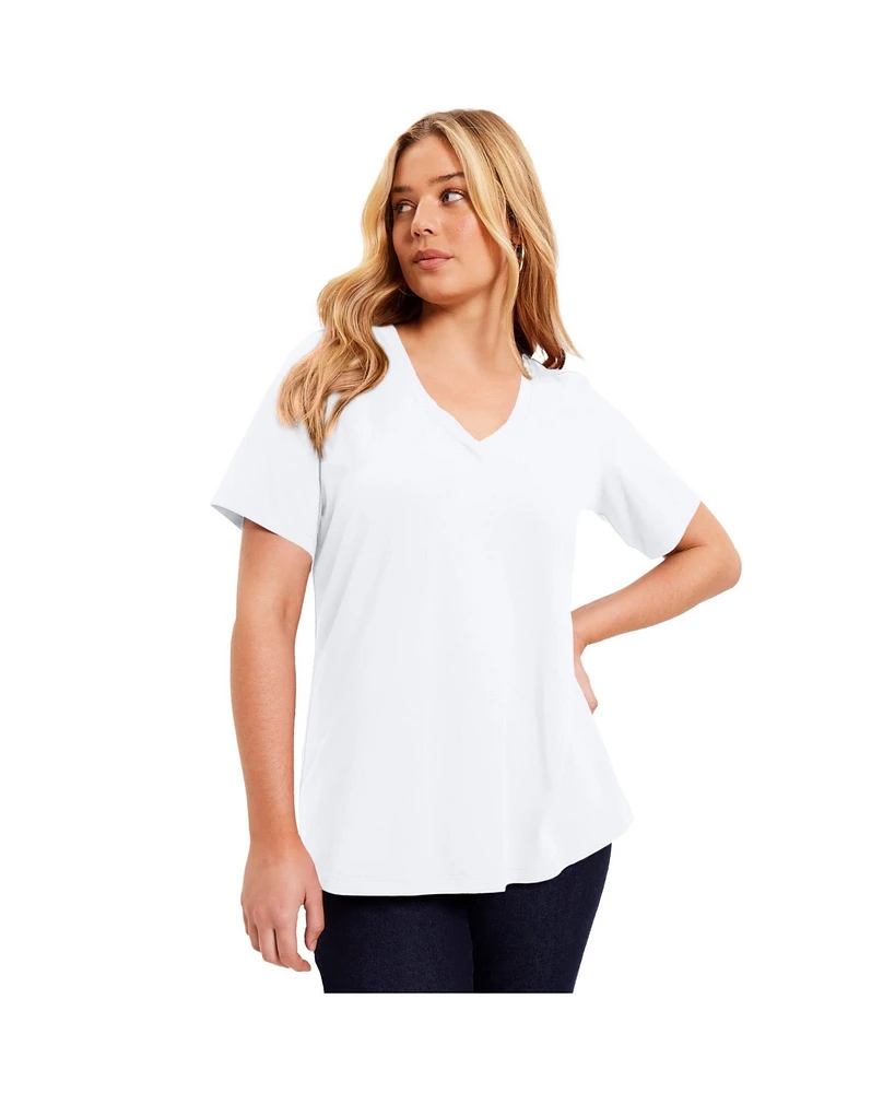 June + Vie Plus Short-Sleeve V-Neck One Only Tee