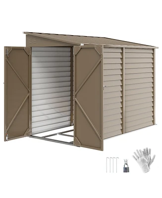 Outsunny 4.6' x 9' Metal Outdoor Storage Shed with Lockable Doors Dark