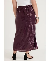 June + Vie Women's Plus Sequined Midi Skirt