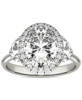 Charles & Colvard Moissanite Oval Halo Three Stone Ring (3-3/4 ct. t.w.) in 14K White Gold