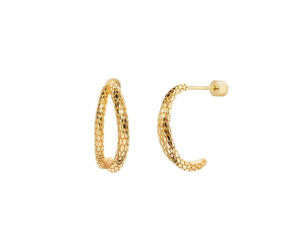 Snake Double Hoop Earrings in 14K Gold-Plated Sterling Silver