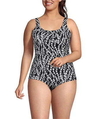 Lands' End Women's Plus Tugless Low Leg One Piece Swimsuit