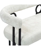 Modern Chenille Fabric 2-Seater Bench Sofa with Arms and Metal Legs for Living Room, Bedroom, or Office-The Pop Home