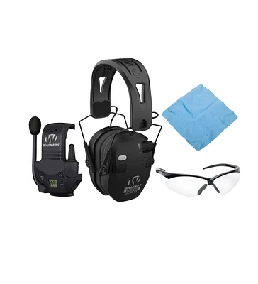 Walkers Razor Slim Quad Electronic Black Earmuffs with Bluetooth Bundle