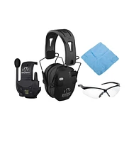 Walkers Razor Slim Quad Electronic Black Earmuffs with Bluetooth Bundle