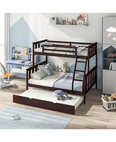 3-in-1 Bunk Bed with Trundle and Ladder, Perfect for Kids' Rooms, Sleepovers, and Guest Use