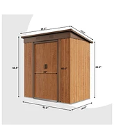 Storage Shed Metal Imitation Wood Grain 4×6 ft Tool Shed Waterproof Brown