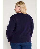 June + Vie Women's Plus Sweater Jacket