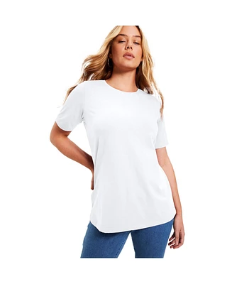 June + Vie Women's Plus Short-Sleeve Crewneck One Only Tee