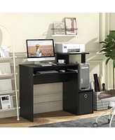 Space-Saving Computer Desk with Pull-Out Keyboard Tray for Efficient and Organized Workspace