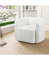 Modern Upholstered Sherpa Accent Chair with Curved Backrest and Armrests