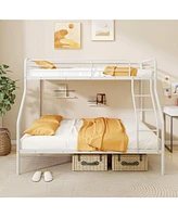 Sturdy Over Bunk Bed with Ladder and Full-Length Safety Rails