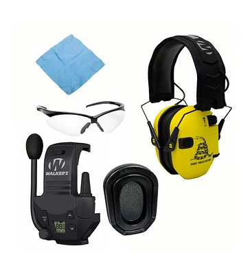 Walker s Razor Slim Electronic Dont Tread On Me Yellow Shooting Earmuffs Bundle