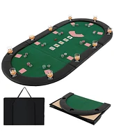 Portable 84 x 42 Inch 10-Player Foldable Padded Poker Table Top-Green