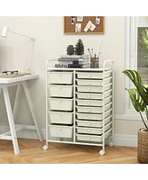 15-Drawer Utility Rolling Organizer Cart Multi-Use Storage