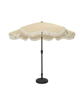 9 ft. Unique Design Crank Outdoor Patio Market Umbrella Beige with Full Fiberglass Rib and Base