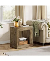 Tribesigns End Table with Storage, Wood Side Table for Living Room Bedroom