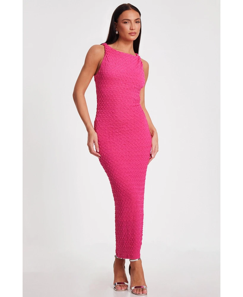 Quiz Women's Textured Jersey Midi Dress With Twist Strap Detail