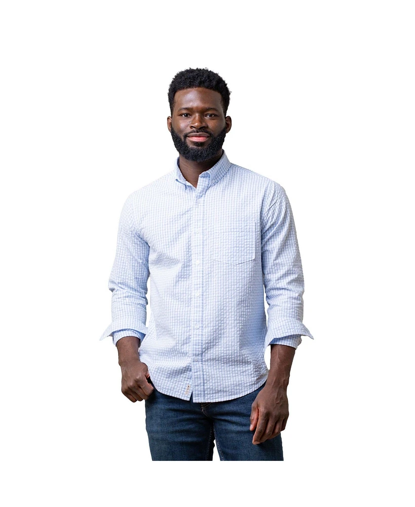 Hope & Henry Mens' Organic Cotton Seersucker Button Down Shirt