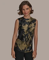 Donna Karan New York Women's Printed Button-Trim Top