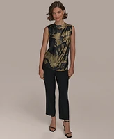 Donna Karan New York Women's Printed Button-Trim Top