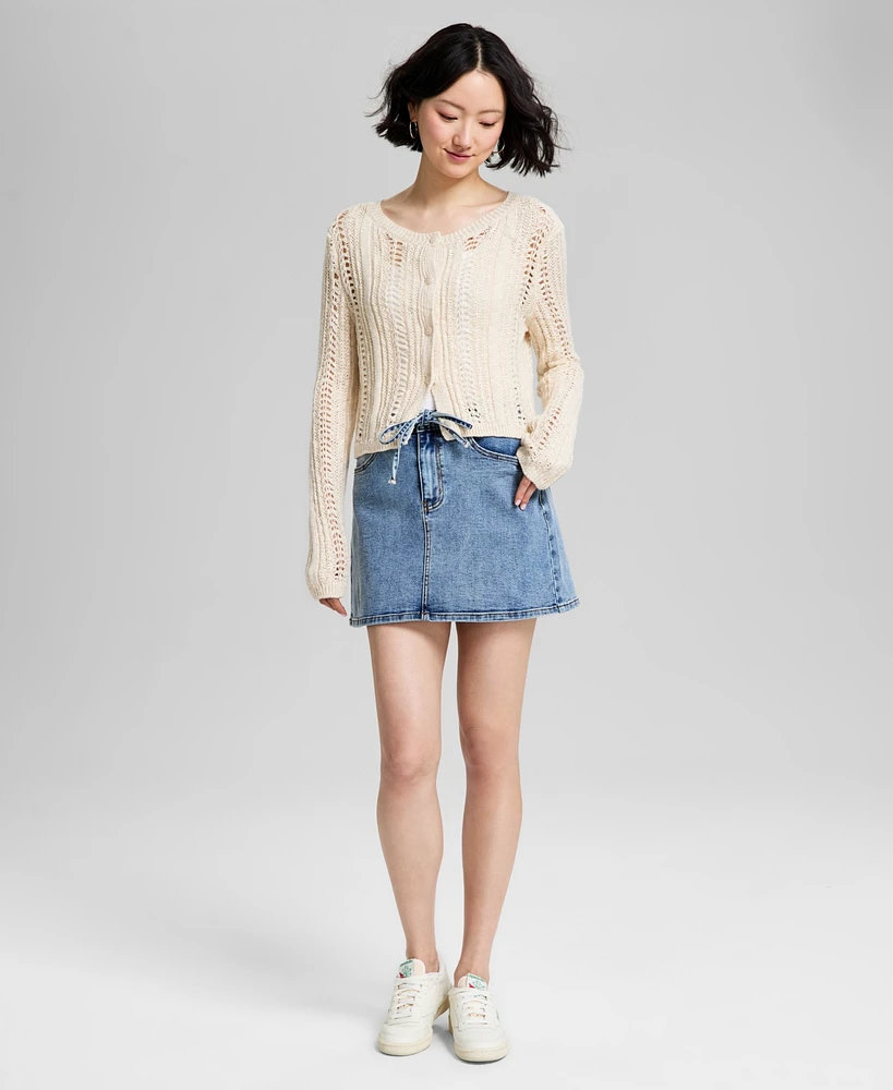 And Now This Women's Drawstring Denim Mini Skirt, Exclusively at Macy's